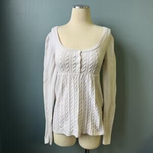 Hollister Y2K Vintage Style Bella Babydoll Sweater Cream White Size Small FLAWED